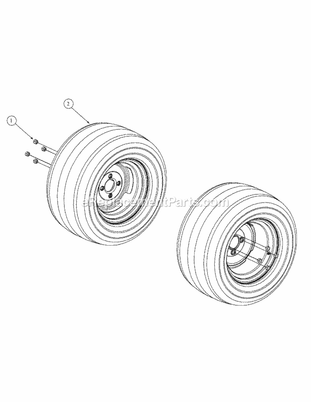 Wheel Assembly Diagram and Parts List for M54-HN 53BB5ETW750-24-HP Cub Cadet Lawn Tractor
